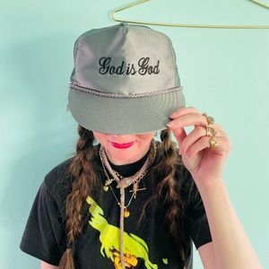 God is God Vintage Hat 80s VTG Goth Skater Indie